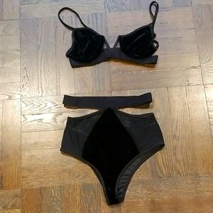 Never worn Sexy suede mesh Lingerie set
